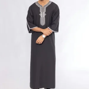 High Quality Plus Size Lightweight Breathable Men Jubbah Moroccan Thobe Set Wholesale Muslim Arabian Islamic Clothing Cotton
