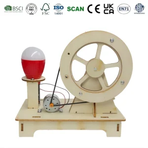 Wooden Kids DIY Hand Crank Generator Toy STEM
