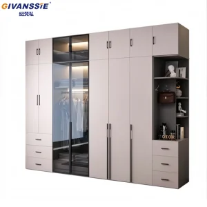 Modern Wooden Glass Door Wardrobe