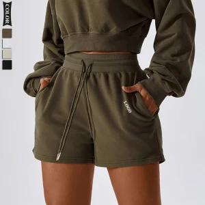 Calças de moletom casuais largas de fleece com cintura alta para mulheres, calças de moletom, roupas de yoga