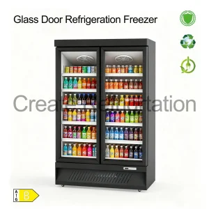 Commercial Supermarket Vertical Classic Double Glass Door Coke Cooling Drink Display Refrigerator Freezer