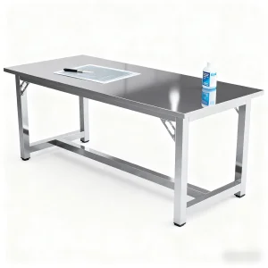 304 Stainless Steel Four-wheel Kitchen Workbench Splash Proof Electrical Outlets Polished Surface Eco-friendly 100kg Load