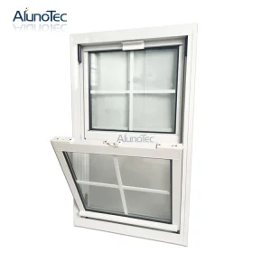 Ventana de marco de aluminio, ventana doble colgante superior, ventana de vidrio deslizante vertical