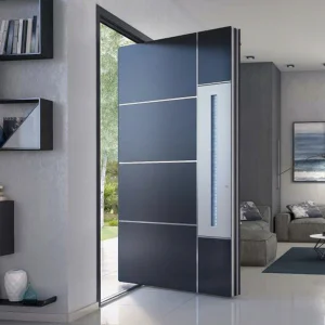 Modern Entrance Door Porte Metal Aluminum Glass Pivot Front Security Door Waterproof Thermal Insulation Porte Acier for Villa