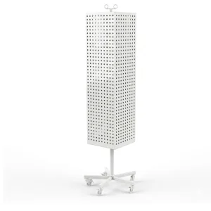 Custom Magnetic Rotating Display Stand Mobile Pegboard Rack with Wheels for Branding Products Promotion