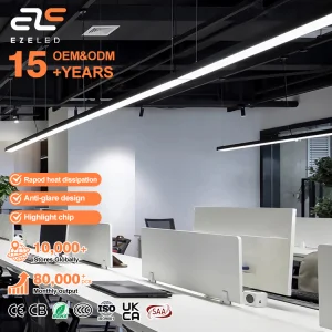 EZELED High Quality Hot Sales Aluminum Housing Indoor Industrial Anti-Glare Led Pendant Linear Light With Long Bulb's Lifetime