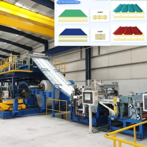 Máquina de conformado por rodillos para paneles sándwich de pared aislada de metal con EPS/lana de roca, tejas de acero color, techado de alta eficiencia
