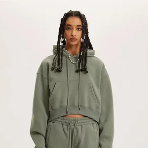 2025 Spring American Retro Hoodie Hoodie Hoodie Women's Plush Thickened Spicy Girl Short Top Women's Wear