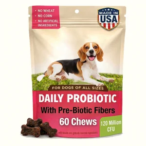 Canine Digestive Enzymes Fiber Soft Chews 120 Million CFU Dog Probiotics for Sensitive Stomach Gut Wellness Daily Stool Support