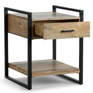 Modern Industrial Wood End Side Table