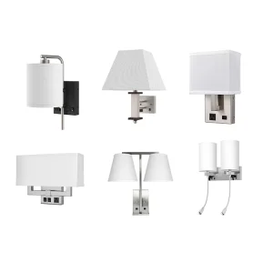 Double Single Hotel Wall Mounted Sconces Guest Room Brushed Nickel Bedside Headboard Light Fixtures Wall Lamp with Outlet