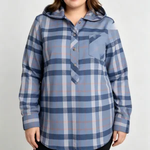 Women's Plaid Button-Down Long Sleeve Blouse