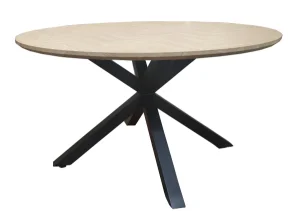 Melhor Qualidade Coleção de Luxo Mesa de Jantar Redonda de Madeira com Base de Metal com Revestimento em Pó Preto Móveis