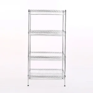 AMJ 4-Tier Heavy Duty Steel Wire Shelving Restaurant Kitchen Wire Basket Shelf