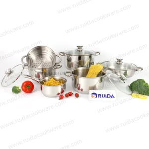 Custom Couscous Pot Kitchen Steamer 10PCS Stainless Steel Cookware Set