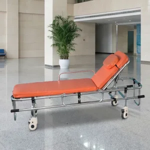 Compact, High-Strength Aluminum Ambulance Stretcher for Safe, Fast Patient Transport in Emergency Situations, Foldable, Collapsible Rescue Stretcher on Wheels