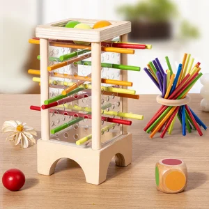 Wooden 4 Sided Stick Board Game Interactive Montessori