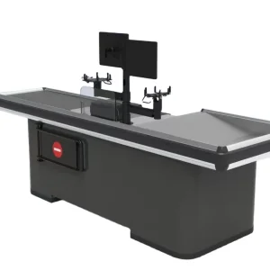 Hot Sale Checkout Counter for Supermarkets and Retail Stores Cashier Check Table with Stone Design Made of Durable MDF Wood