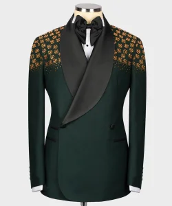 Luxury Wedding Tuxedo Green Formal Groom Men Suits