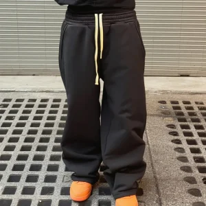 QIANSHI Custom Men's Blank Oversized Wide Leg Stacked Track Jogging Pants High Quality 100% Cotton Men Baggy Flared Sweatpants