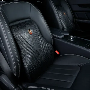 Memory Foam PU Leather Car Back Support Cushion Ergonomic Lumbar Support Pillow with Customized Embroidery Logo