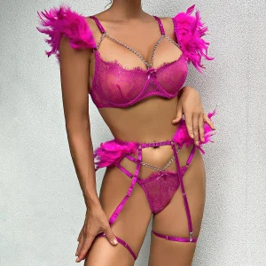 Best 3 Pieces Delicate Underwear Sexy Transparent Lace Bra with Chain Luxury Erotic Sets Factories, Exporters
