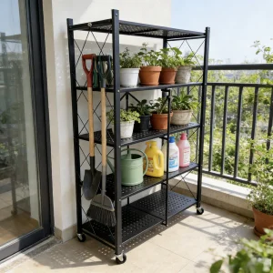Hot Selling Factory Direct High Quality Heavy Duty Home Kitchen Shelving Unit Black Painting Metal Steel Bathroom Storage Racks