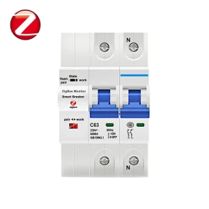 Controle Remoto Sem Fio Zigbee Tuya para Disjuntor de Circuito de Ar Elétrico de Fase Única Ajustável 10-63A com Medidor de Energia