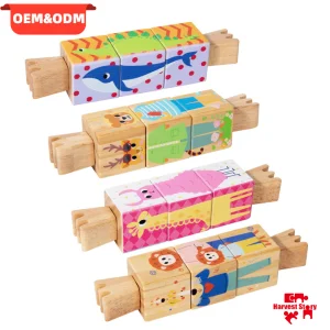 Montessori Animal Rotating Twist Blocks Puzzle Games Creative Shape Matching Cognition Educational Toys For Kids Boys Girls