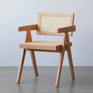Solid Wood Rattan Armchair