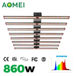 860W Full Spectrum+UV+IR 8bars 2-Channel Dimmable Detachable LED Grow Light for Medicinal Herbs Seeds Plant Growth
