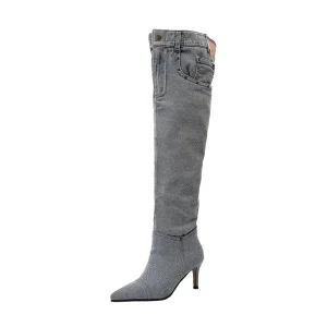 Denim Heel Boots