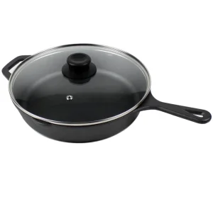 OEM ODM 12-Inch Classic Cast Iron Skillet Induction Compatible Flat Bottom Frying Pan with Gas Grill Kitchenware