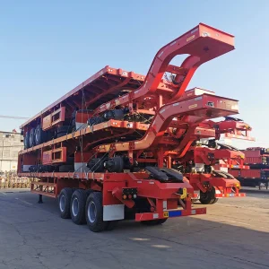 Mongolia Coal Loading Two Flatbed Semitrailer Container Trailer Container Dump Skeleton Truck Low Boy Dolly Lowbed Truck Trailer