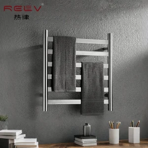 Toallero eléctrico calefaccionado de diseño moderno montado en la pared de acero inoxidable para baño