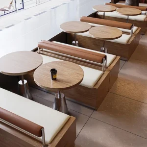 Xijiayi Chocolate Cafe Furniture Set Warm Wood Tones and Comfortable Seating