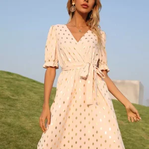 Vestido de oficina con estampado de puntos