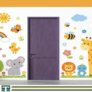 Custom Modern High Quality Eco-Friendly Interior Wooden Room Fire Rated Wood Cartoon Door for School Hospital Kindergarten
