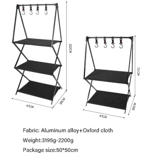 Outdoor Camping Multi-Layer Aluminum Alloy Folding Storage Rack Self Driving Camping Portable Clothes Hanger