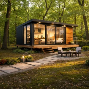 Modern Prefab Modular Container House with apple Cabin Design, Tiny House on Wheels, Portable Cabin, and Storage Shed