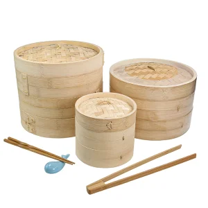 2 Tier Mini Bamboo Rice Bamboo Steamer 10inch with Custom Packing Bamboo Steamer
