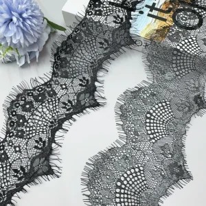 Erkoumi Black Silver Chantilly Lace Trimmings