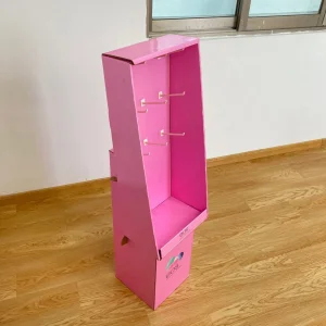 Handbag Recycled Carton Standing Display with Hooks Cardboard Hook Display Rack