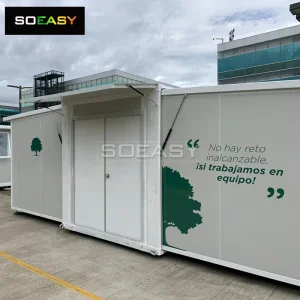 Casa modular expandible de diseño moderno con puerta de vidrio, villa prefabricada