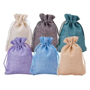 Bolsa de zapatos de tela de yute suave personalizada y personalizada con cordón para embalaje