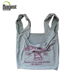 Bolsa de Compras de Camiseta de Malha de Algodão T/C Impresso com Ombros Macios