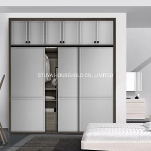 Foshan Factory Modern Style Grey System Sliding Door Wardrobe Cabinet
