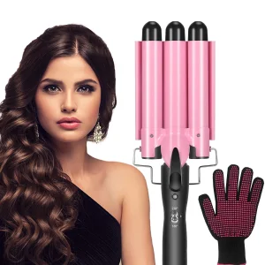 3 Barrel Hair Curling Iron Temperature Adjustable