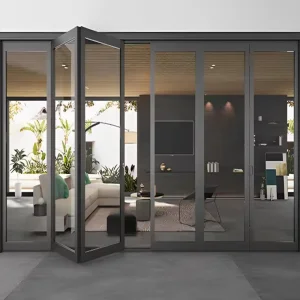 Hurricane-Resistant Double-Layer Tempered Glass Aluminum Frame Outdoor Folding Door Veranda