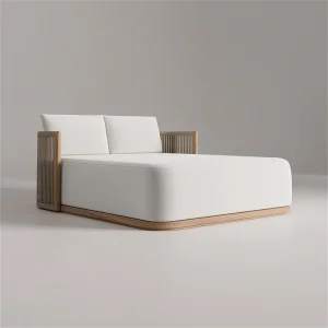 Luxury Teak Double Sun Lounger for Hotel Poolside Relaxation